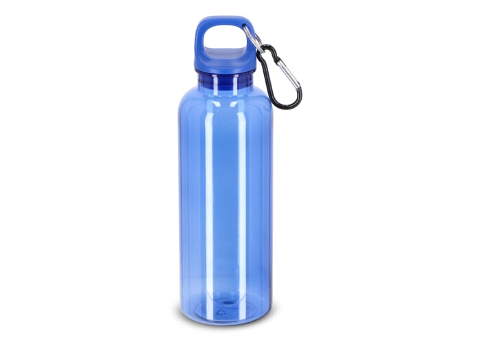 Bouteille promotionnelle 500ml R-PET avec mousqueton Transparent / Bleu